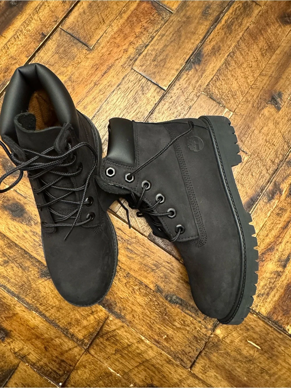 Timberland Premium 6-Inch Waterproof Boots Black Nubuck Kids Junior Size 6Y/7.5W